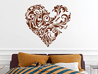 Ornament Wandtattoo Verziertes Herz im Schlafzimmer