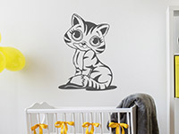 Wandtattoo Zauberhaftes Kätzchen im Kinderzimmer in grau