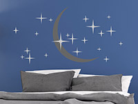 Wandtattoo Sterne und Mond auf dunklem Hintergrund