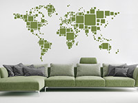 Welt Wandtattoo Retro Weltkarte über der Couch