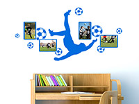 Wandtattoo Fotorahmen Fußball im Kinderzimmer in enzian