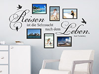 Fotorahmen Wandtattoo Reisen auf heller Wand