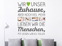 Wandtattoo Fotorahmen Wir lieben unser Zuhause im Wohnzimmer