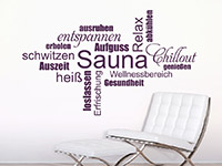 Wandtattoo Sauna Wortwolke in weiß