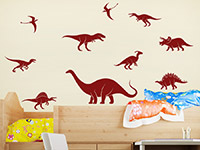 Wandtattoo Dinosaurier Set im Kinderzimmer