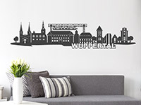 Skyline Wandtattoo Wuppertal im Wohnzimmer