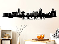 Skyline Wandtattoo Darmstadt im Wohnzimmer