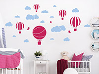 Wandtattoo Set Wolken und Heißluftballons im Kinderzimmer