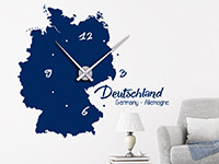 Wanduhr Wandtattoo Uhr Deutschland in blau