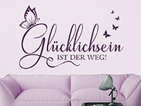 Wandtattoo Glücklichsein ist der Weg im Wohnzimmer