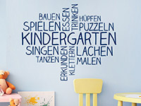 Wandtattoo Wortwolke Kindergarten in blau