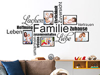 Wandtattoo Fotorahmen Wortwolke Familie im Wohnzimmer