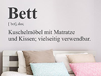 Wandtattoo Bett Definition im Schlafzimmer