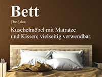 Bett Definition Wandtattoo in weiß