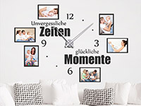 Wandtattoo Uhr Unvergessliche Zeiten mit Fotorahmen