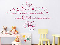 Wandtattoo Unsere Träume wurden wahr... mit Name im Kinderzimmer