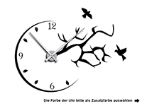 Wandtattoo Uhr mit Ast und Vögeln Motivansicht