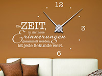 Wanduhren Wandtattoo Uhr Zeit für neue Erinnerungen in weiß