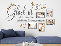 Wandtattoo Fotorahmen Glück ist die Summe... im Wohnzimmer