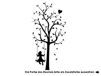 Wandtattoo Baum mit Mädchen und Herzen