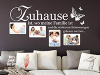 Wandtattoo Fotorahmen Zuhause ist im Wohnzimmer