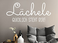 Glücks Wandtattoo Lächele in weiß