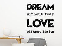 Vintage Wandtattoo Spruch Dream without fear