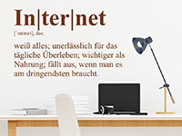 Cooles Wandtattoo Internet Definition über dem Schreibtisch