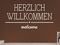 Begrüßungs Wandtattoo Herzlich Willkommen Welcome in weiß