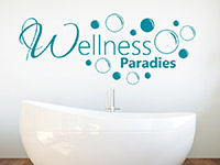 Entspannungs Wandtattoo Wellness Paradies über der Badewanne