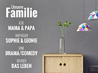 Familien Wandtattoo Unsere Familienserie in weiß