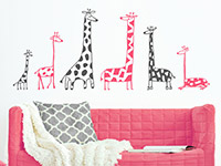 Wandtattoo Lustige Giraffen Set im Kinderzimmer