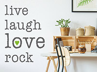 Englisches Wandtattoo Live Laugh Love Rock als originelle Wandgestaltung
