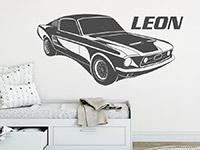 Wandtattoo Muscle Car mit Name