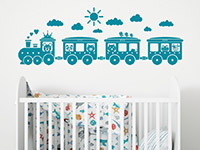 Zug Wandtattoo Kinder Eisenbahn über dem Babybett