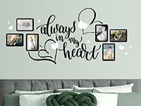 Foto Wandtattoo Always in my heart auf farbiger Wand