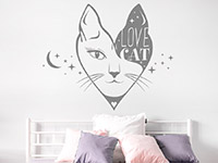 Katzen Wandtattoo Love Cat auf heller Wand