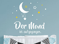 Zweifarbiges Wandtattoo Der Mond ist aufgegangen... auf dunkler Wand