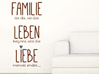 Wandtattoo Familie ist da im Wohnzimmer