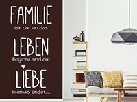 Familien Wandtattoo Familie ist da auf dunklem Hintergrund