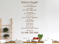 Lustiges Wandtattoo Mama's Regeln in braun