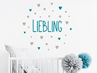 Wandtattoo Liebling mit Herzen im Kinderzimmer