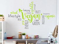 verspieltes Wortwolke Vegan in der Küche