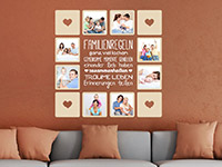 Foto Wandtattoo Fotorahmen Familienregeln auf farbiger Wand