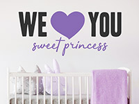 Baby Wandtattoo Sweet Princess auf heller Wand