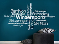 Sport Wandtattoo Wortwolke Wintersport in weiß