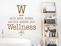 Spa Wandtattoo W wie Wellness auf heller Wand