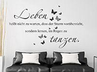 Spruch Leben Wandtattoo auf hellem Hintergrund