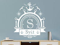 Insel Wandtattoo Sylt Emblem in weiß