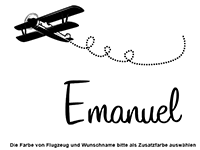 Wandtattoo Name mit Flugzeug